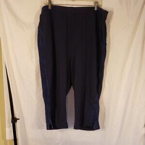 Catherines Active Capris Blue with Mesh Stripe Size 3X